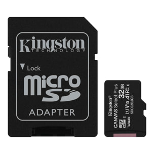 Micro SD HC Kingston Canvas Select Plus 32GB e Adattatore a SD
