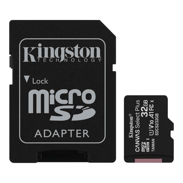 Micro SD HC Kingston Canvas Select Plus 32GB e Adattatore a SD