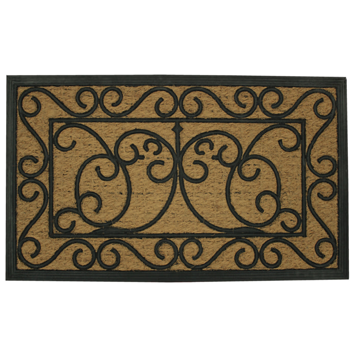 Paillasson rectangle en coco et caoutchouc - Naturel