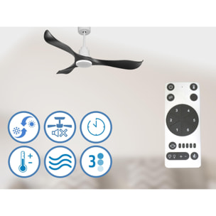 Ventilateur de plafond Réversible  Thermostat Wifi Moteur à courant continu Toits en pente Télécommande Adaptateur 2/3 Lames Hypersilence Mémoire Shopify Vendible (AUTOMATIQUE)