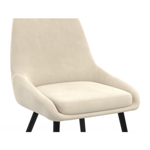 Chaises Olivia velours crème pieds métal - lot de 2