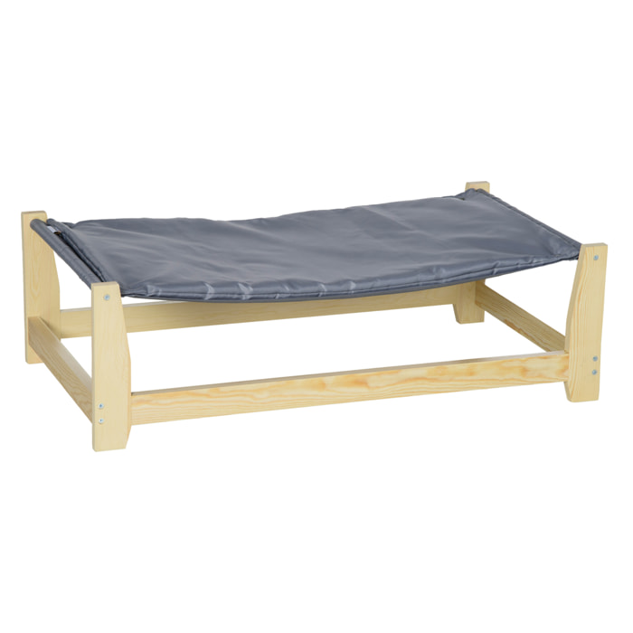 Cama Elevada para Perros con Cojín Lavable Tela Oxford Marco Madera 90x50x28cm