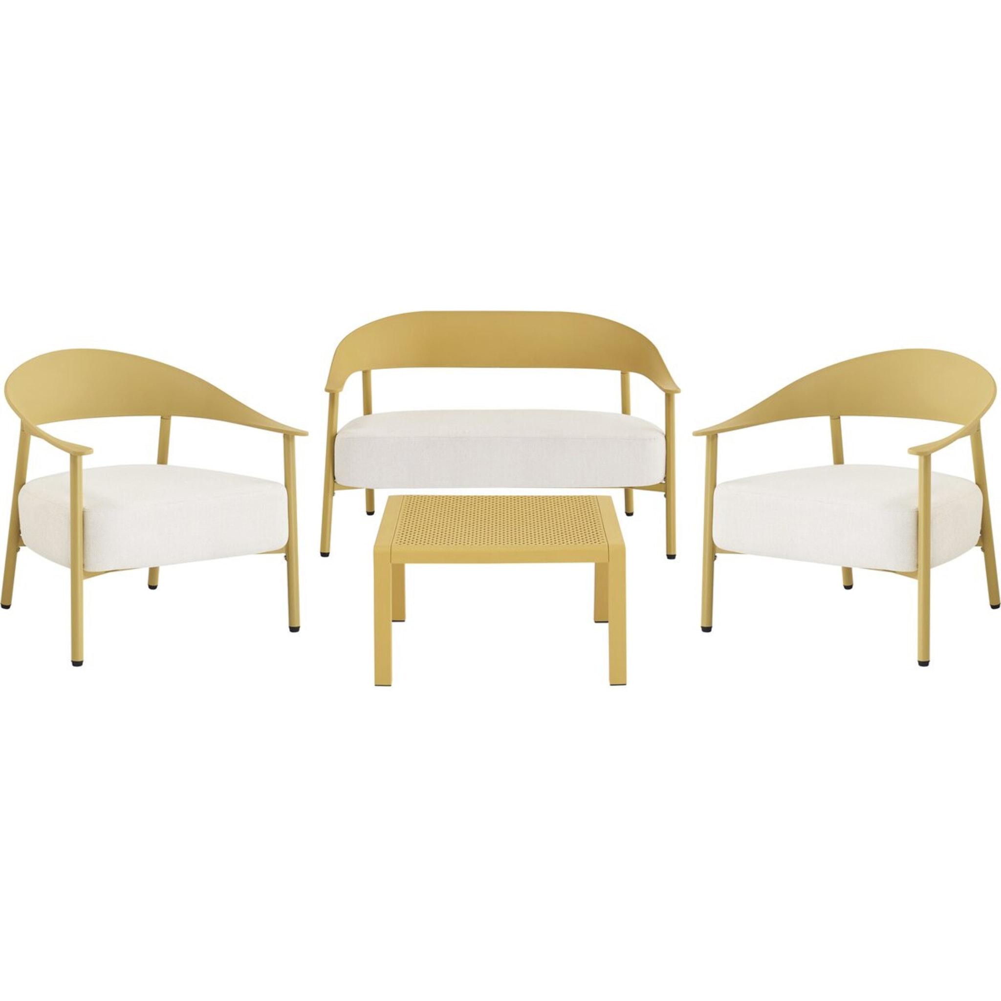 Salon de jardin en métal et plastique "Céora" - 4 places - Jaune