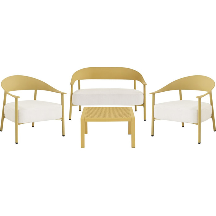 Salon de jardin en métal et plastique "Céora" - 4 places - Jaune