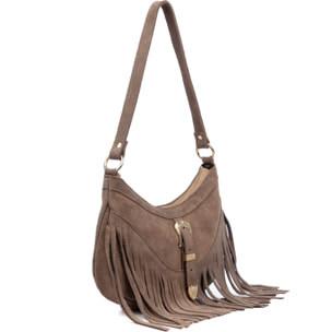 Barlassina bolso bandolera Mujer. Piel auténtica Gamuza, con flecos.