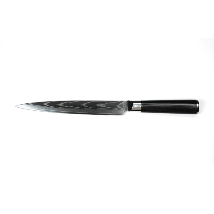 Couteau à trancher noir damas 34cm avec étui - "Core"