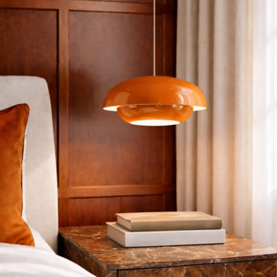 Suspension ronde en métal orange CHLOE