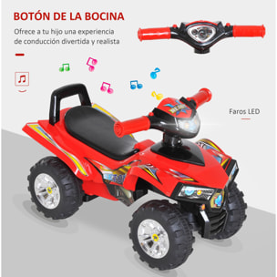 Quad Correpasillos Infantil con Bocina Música Luces Rojo