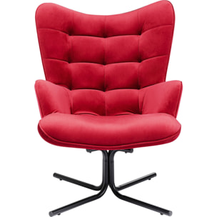 Fauteuil pivotant Oscar velours rouge Kare Design