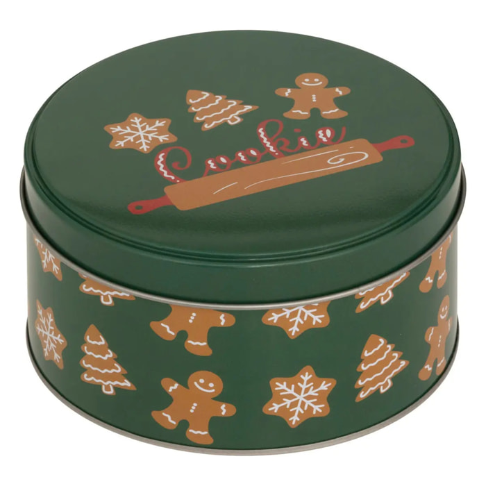 Boîte de conservation Noël 2,4L rond en métal