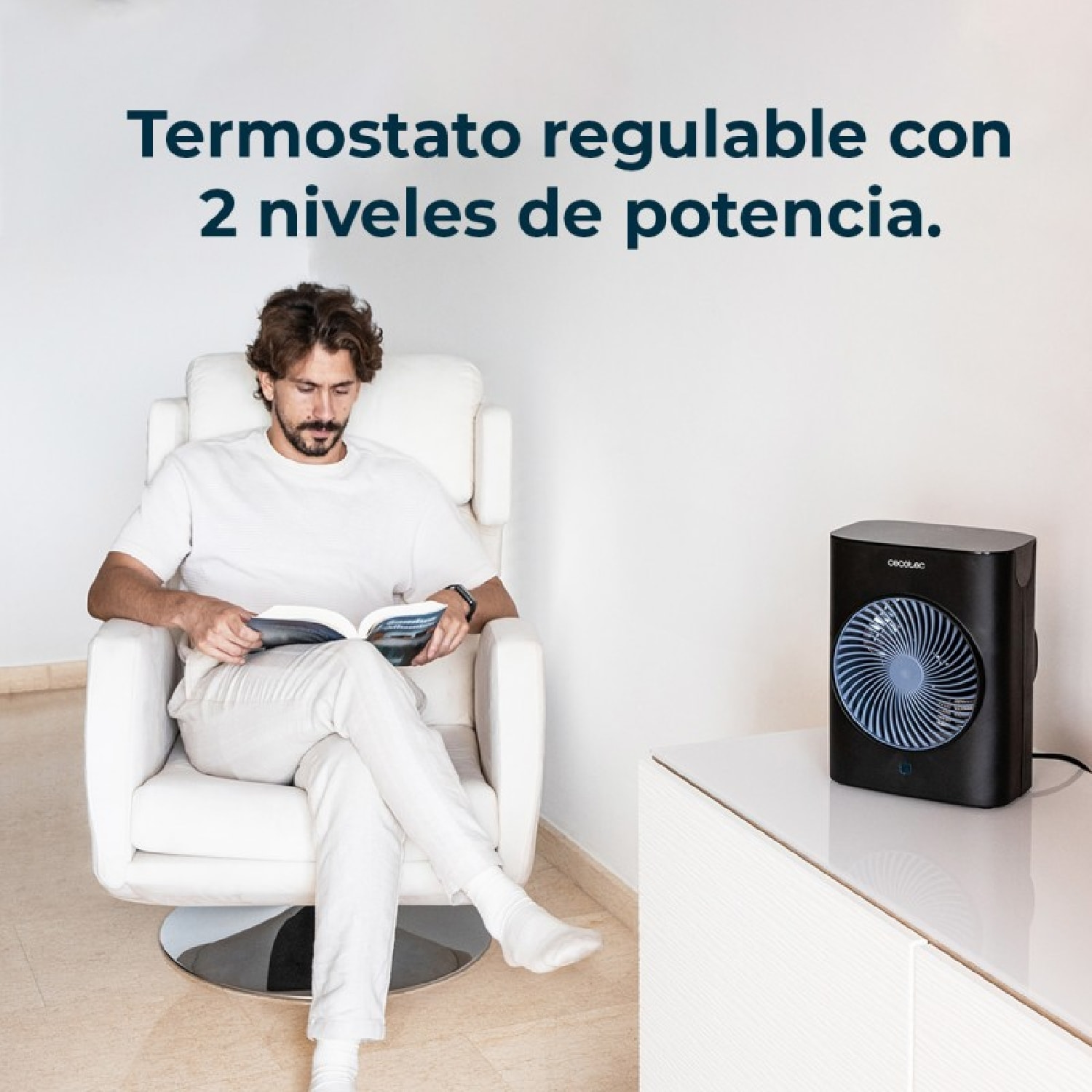 Calefactor Eléctrico ReadyWarm 2070 Max Force Smart Black, Termoventilador 2000