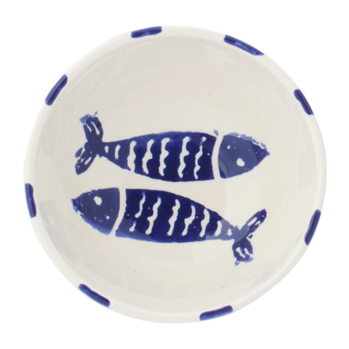 J-Line Bol Poisson Ligné - céramique - bleu foncé - small - 2 pièces