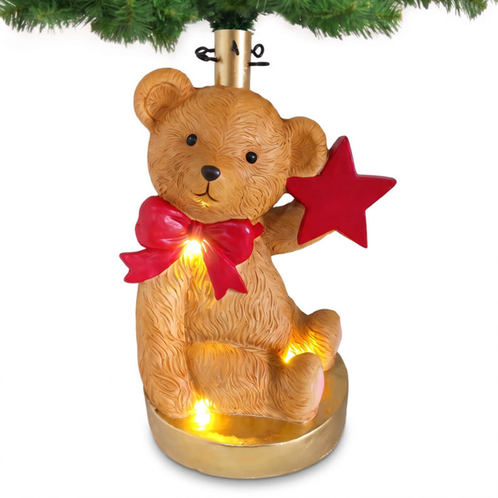 Base per albero di Natale a forma di orsetto con LED in magnesio e ferro - Multicolore