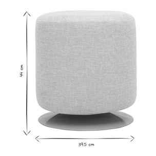 Pouf rond pivotant en tissu effet velours texturé beige et métal D39.5 cm VOLNAY