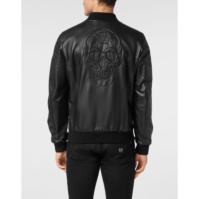 PHILIPP PLEIN Bomber de cuero SKULL