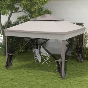 Carpa Plegable Gazebo 3,3x3,3 m Cenador Plegable con 4 Paredes Laterales de Malla Anti-UV y Bolsa de Transporte para Camping Fiestas Gris