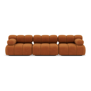 Ruby - canapé droit modulable 3 places en velours texturé - Terracotta