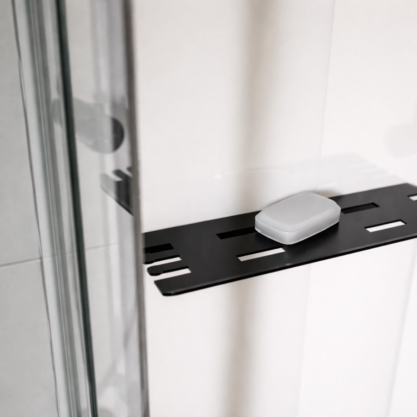 Cabine de Douche Rectangle 115x90 - Colonne Thermostatique Noire et Receveur Haut Effet Pierre