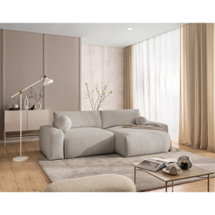 Constance - Canapé d'angle réversible 4 places convertible avec coffre en tissu - Beige