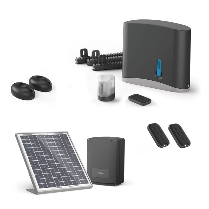 Motorisation solaire pour portail coulissant Zenia SE + 2 télécommandes supplémantaires (3 en tout)