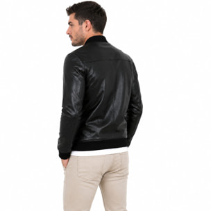 Giubbino in vera pelle di vitello Nero-Slim Fit