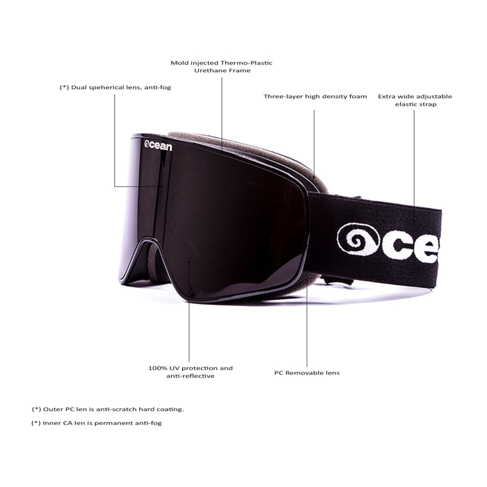Gafas de esquí OCEAN ASPEN - Negro / Ahumada