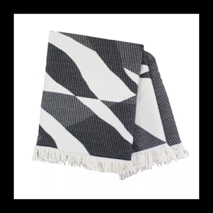 Plaid coton & autres fibres motif jacquard blanc noir Versus noir et blanc