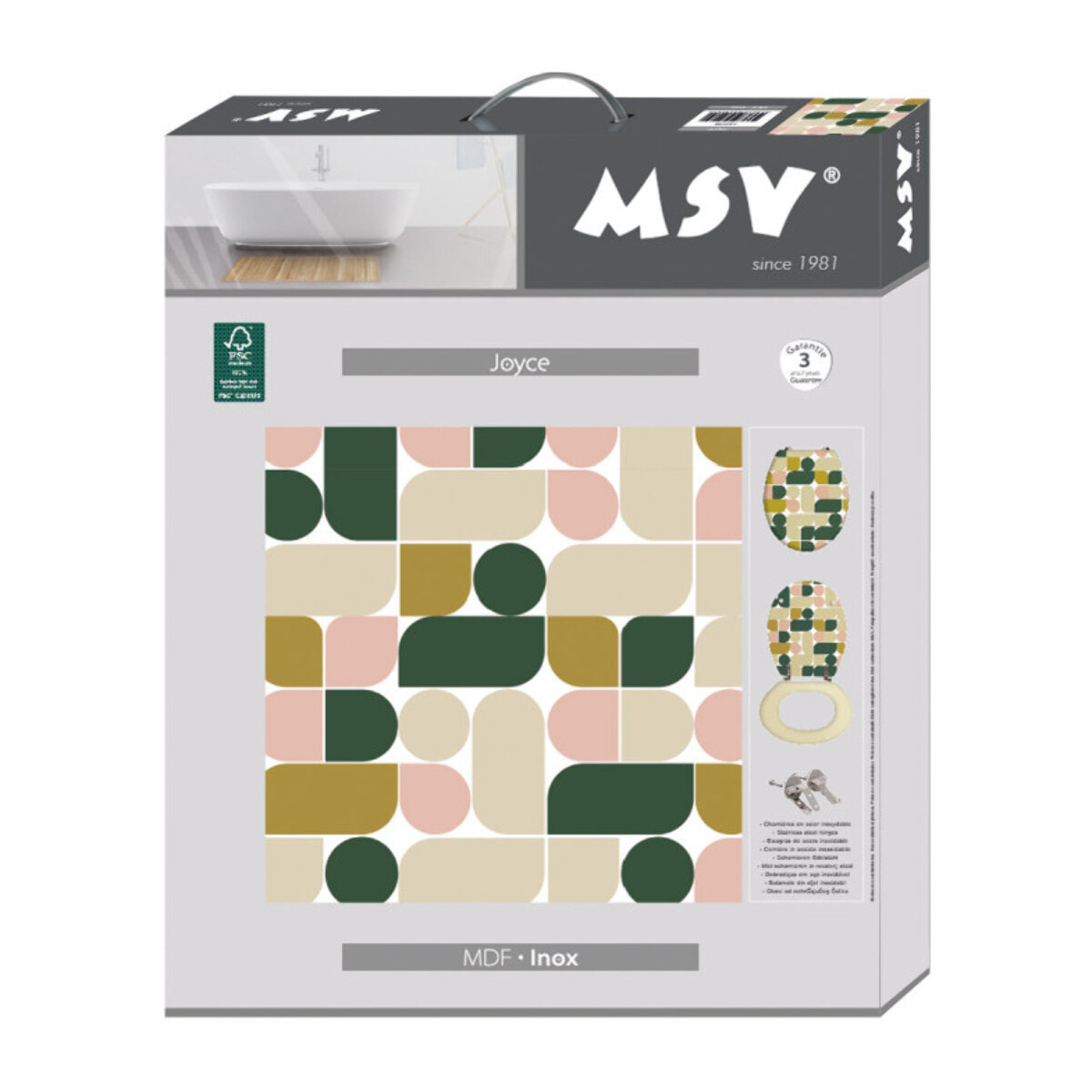 Abattant wc MDF JOYCE - Charnières Inox MSV