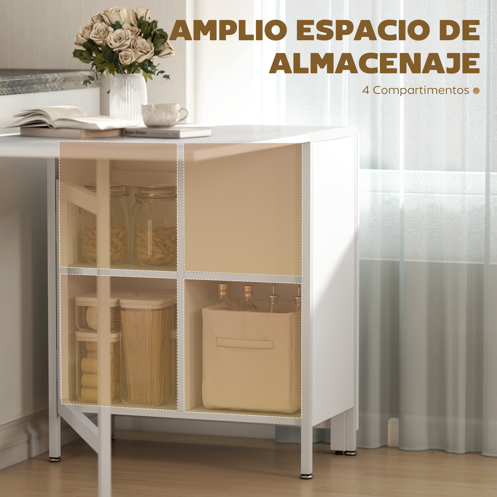 Mesa Plegable de Comedor, Mesa de Cocina Plegable, con Alas Abatibles, 4 Compartimentos, 3 Formas, Hasta 4 Personas, para Salón, Espacio Pequeño, 169x60x75 cm, Blanco