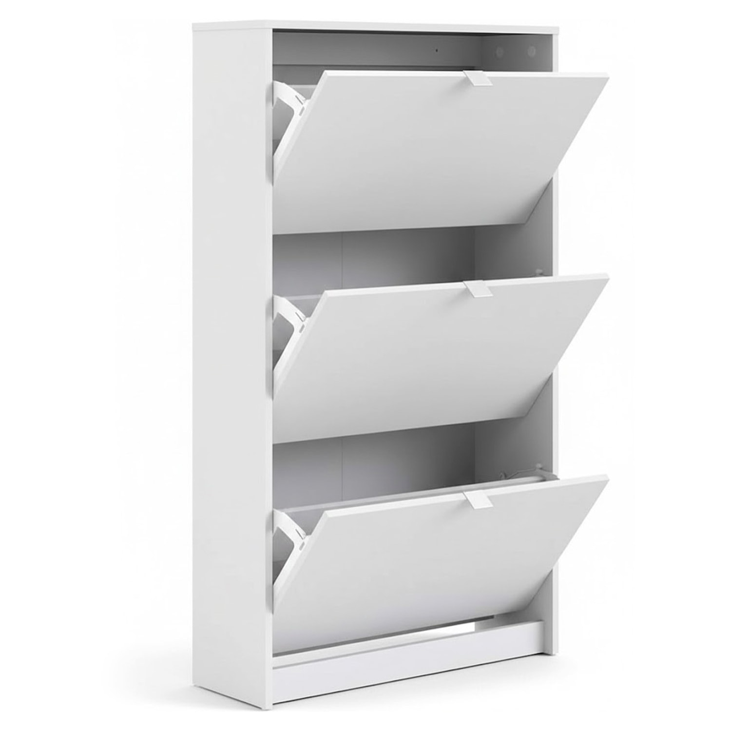 Scarpiera Salvaspazio Con 3 Ante A Ribalta E 2 Ripiani Interni Doppia Profondità Mobile Portascarpe Moderno Ingresso Corridoio Fino A 18 Paia Bianco