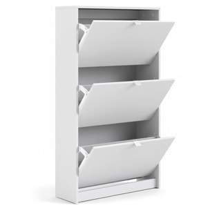 Scarpiera Salvaspazio Con 3 Ante A Ribalta E 2 Ripiani Interni Doppia Profondità Mobile Portascarpe Moderno Ingresso Corridoio Fino A 18 Paia Bianco