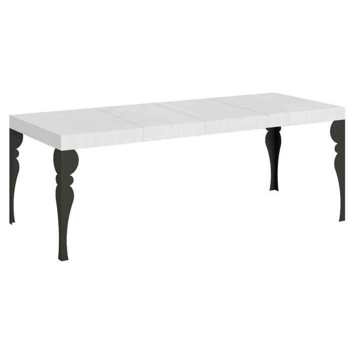 Table extensible 90x160/264 cm Paxon Premium Frêne Blanc cadre Anthracite