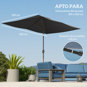 Toldo de Recambio de Sombrilla de 3x2 m Toldo de Repuesto para Sombrilla de Patio con Ventilación Superior Protección UV 50+ Cubierta de Repuesto para Parasol para Exteriores Gris Oscuro