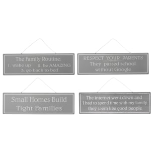 J-Line pancarte Mix 1 Anglais/Francais - métal - gris/blanc - 4 pcs