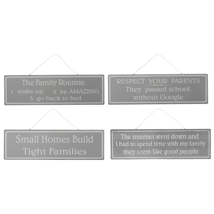 J-Line pancarte Mix 1 Anglais/Francais - métal - gris/blanc - 4 pcs