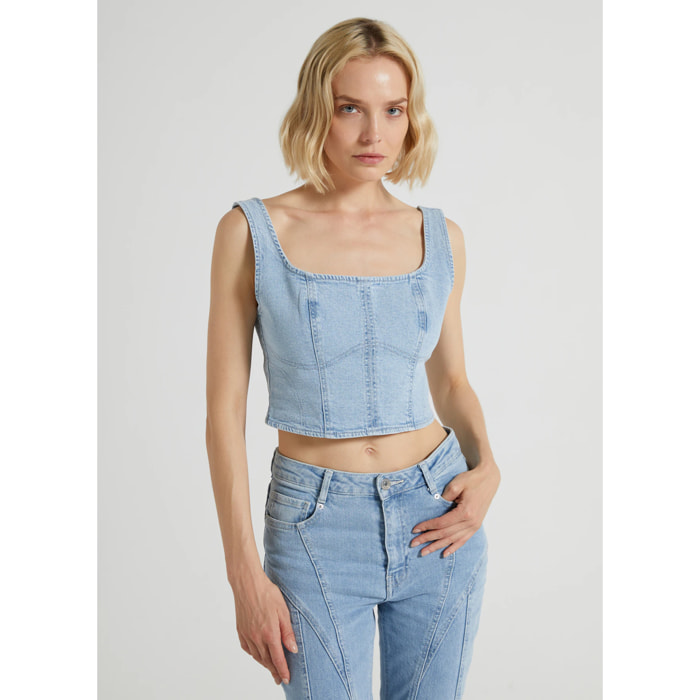 Top corpetto denim