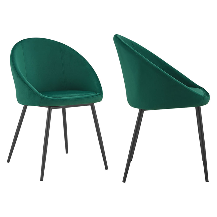 Lot de 2 chaises vintage DIANE velours vert