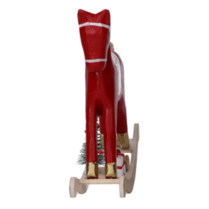 Cavallo a dondolo in legno oro e rosso cm22,5x6h22