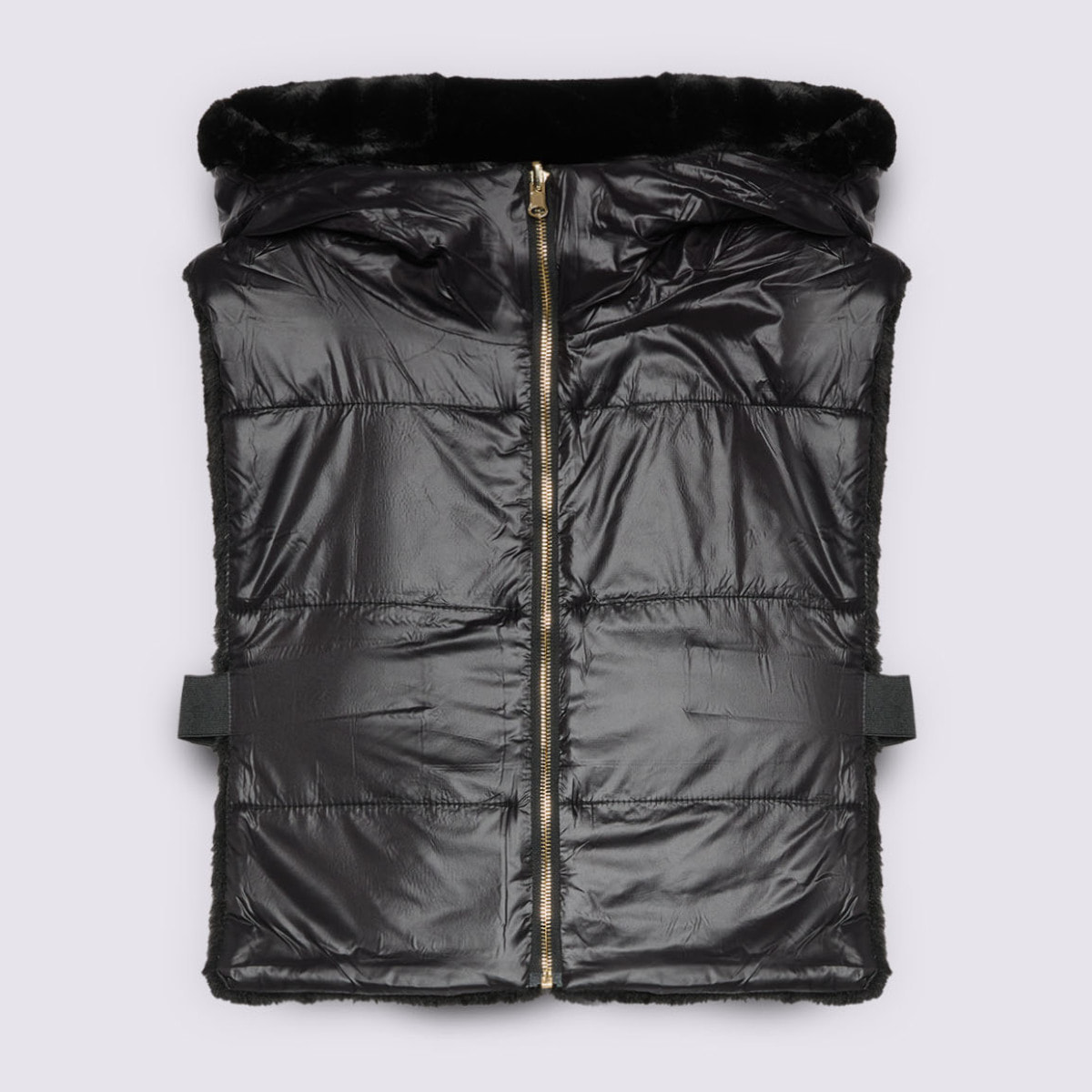 Fiorella Rubino - Pechera acolchada con capucha de peluche - Negro