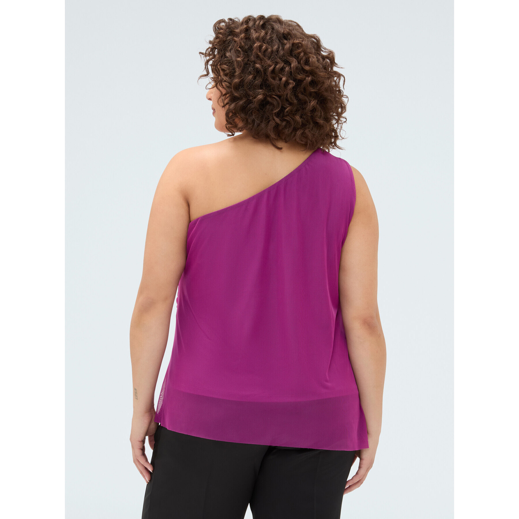 Fiorella Rubino - Top monospalla in tulle con drappeggio - Fucsia
