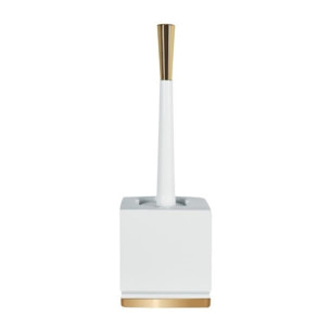 Brosse Wc avec support Porcelaine ROMA Blanc & Or Spirella