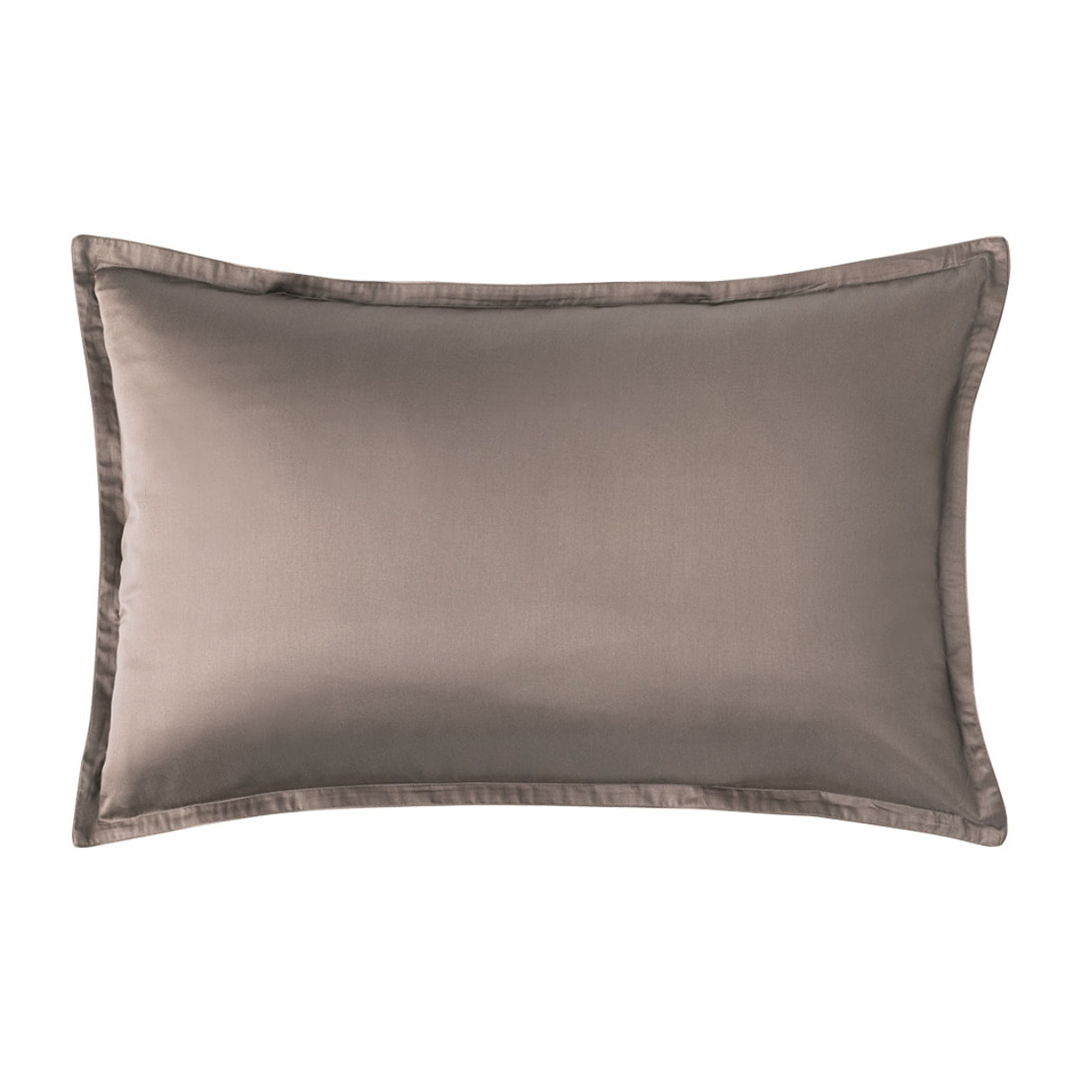 Taie d'oreiller unie en satin de coton bio, TEOPHILE, Marron Moyen