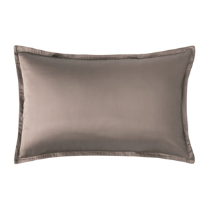 Taie d'oreiller unie en satin de coton bio, TEOPHILE, Marron Moyen