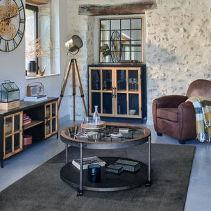 Table basse "Chrono" - métal & bois D90 cm