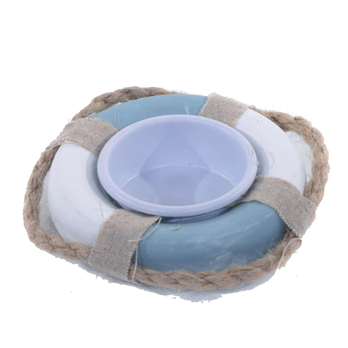 Porta Tea Light A Forma Di Salvagente. Altezza 9 Cm - Pezzi 12 - 9X9X2cm - Colore: Blu - Bianchi Dino - Marina Lanterne E P/Candele