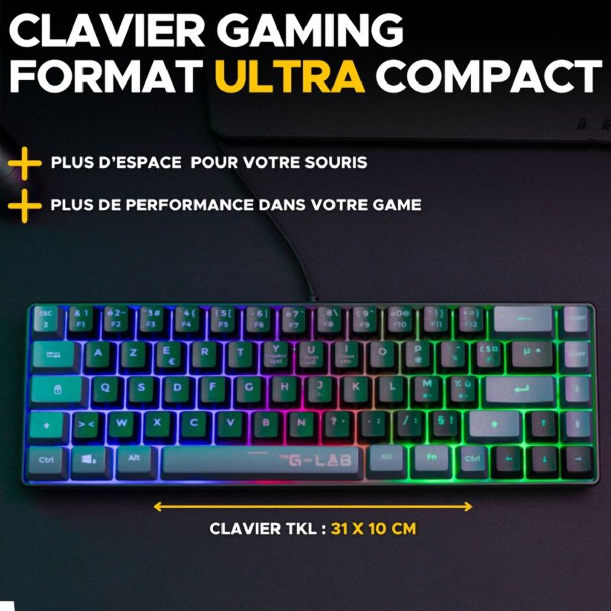 Clavier gamer sans fil THE G-LAB COMBO HYDRO BKG FR