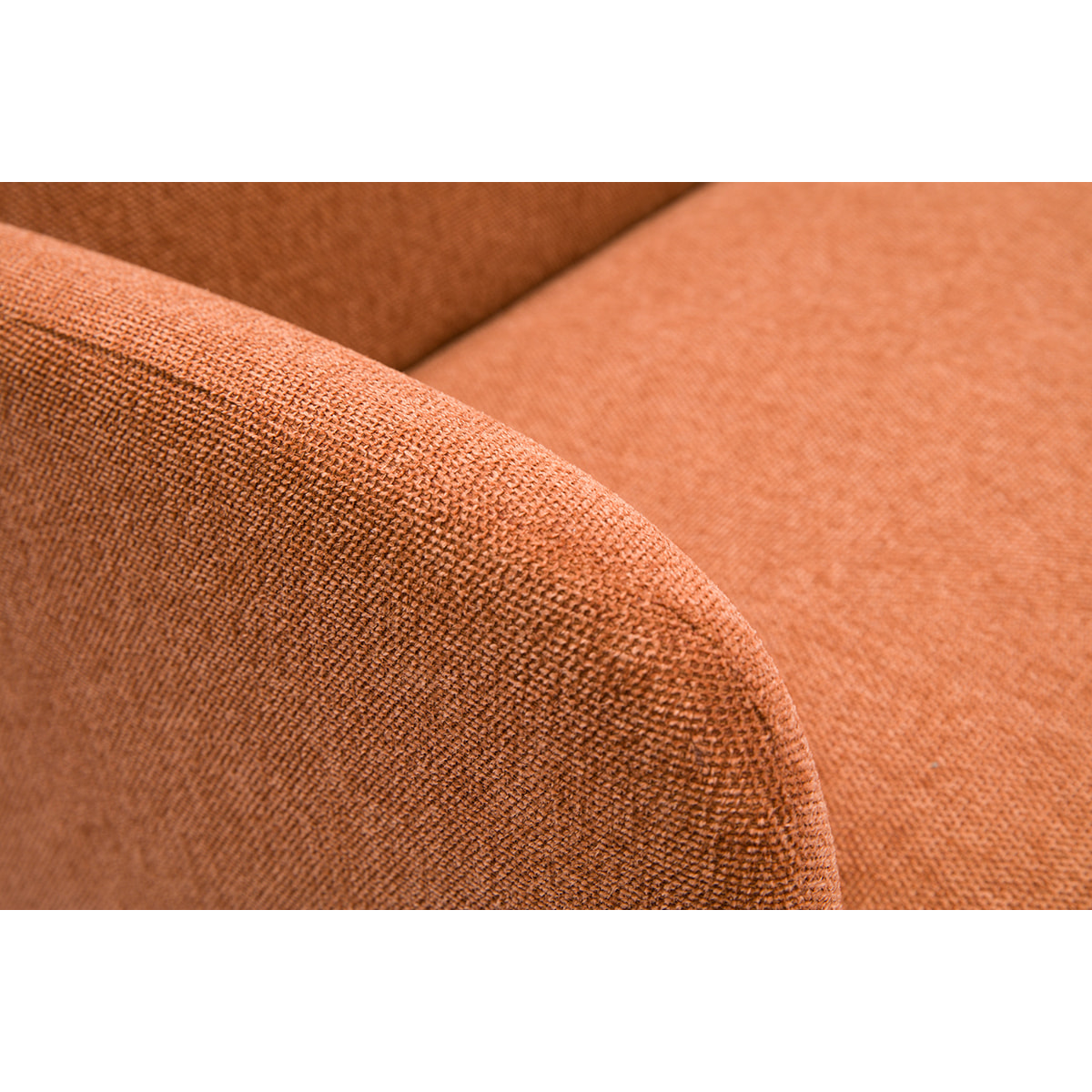 Canapé scandinave 2 places en tissu effet velours texturé terre brûlée et bois clair ISKO