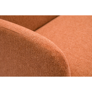 Canapé scandinave 2 places en tissu effet velours texturé terre brûlée et bois clair ISKO