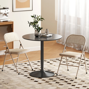 Juego de 2 Sillas Plegables Acolchadas con Respaldo y Estructura de Acero, para Salón, Comedor, Cocina, 45x46x78 cm, Beige