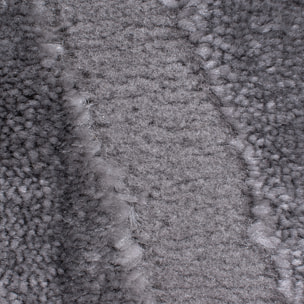 BIANCA - Tapis arc-en-ciel gris avec longs poils en relief